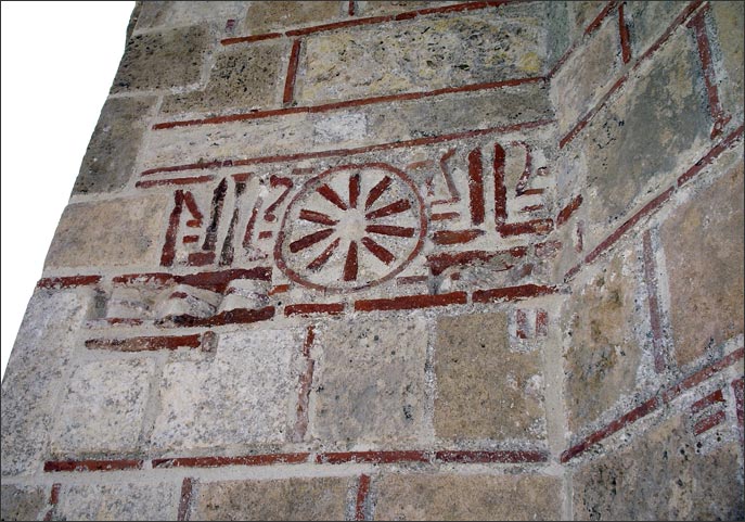 Tile patterns on the Church of the Taxiarch, Mesaria