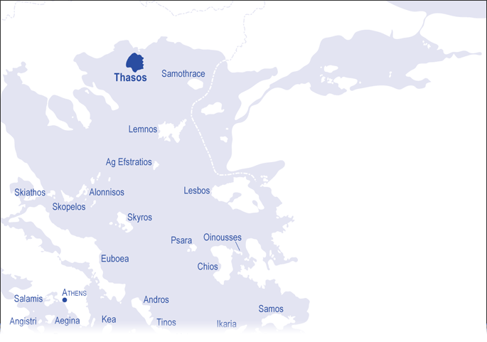 Thasos locator map